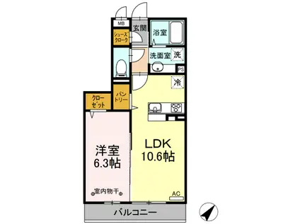 サンコート(1LDK/2階)の間取り写真
