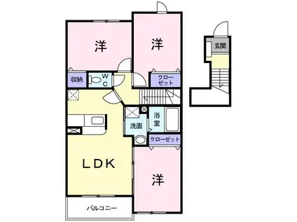 東武伊勢崎線 谷塚駅 徒歩15分 2階建 築18年(3LDK/2階)の間取り写真