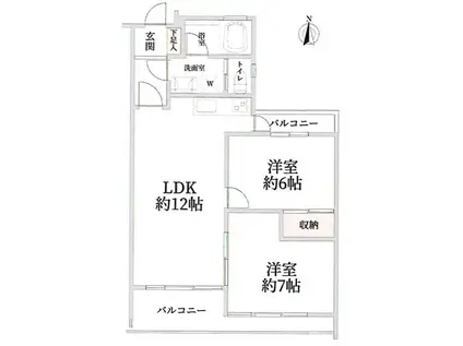 東急鷺沼スカイドエリング B棟(2LDK/5階)の間取り写真