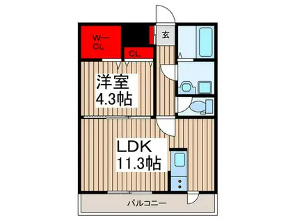 センチュリーヒルズ新鎌ヶ谷(1LDK/1階)の間取り写真