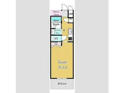 セレニティー名駅(1K/8階)の間取り写真