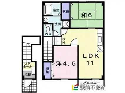 古川第5コーポ(2LDK/2階)の間取り写真