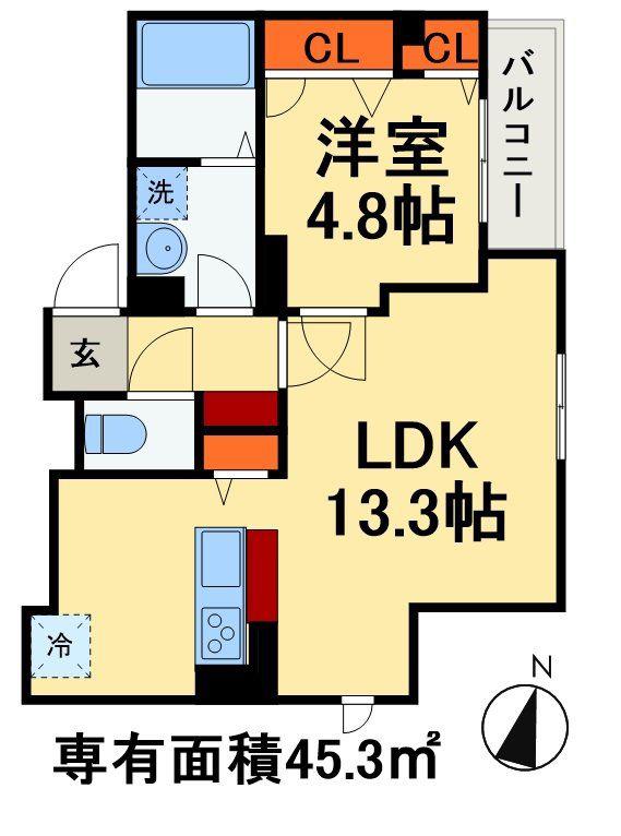 ラ・パートメント本千葉(1LDK/1階)の間取り写真