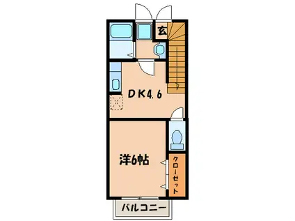 メゾンアジュール(1DK/2階)の間取り写真