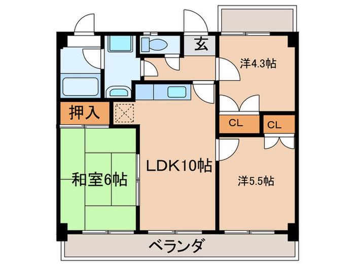 ソシアウエストII(3LDK/4階)の間取り写真