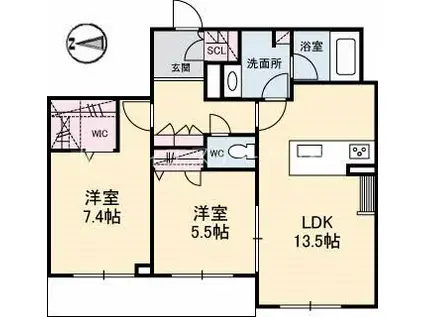 シャーメゾンステージ大島(2LDK/1階)の間取り写真