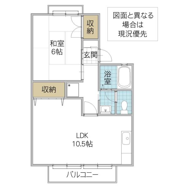 ベルフォーレ稲荷前C棟(1LDK/2階)の間取り写真