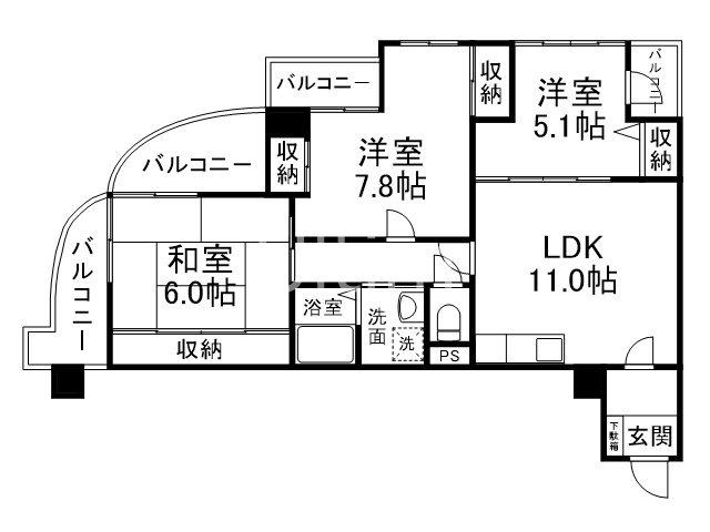 パークスクェア(3LDK/7階)の間取り写真