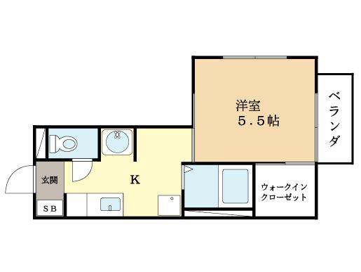 山手カルチェ(1K/2階)の間取り写真
