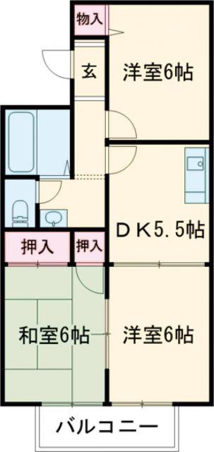 ボヌール荒井(3DK/2階)の間取り写真