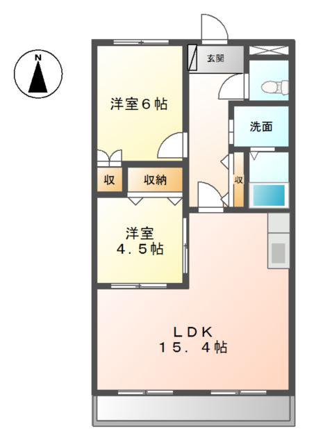プレステージセピア(2LDK/1階)の間取り写真