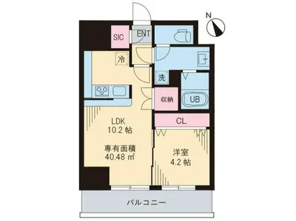 氷川台レジデンス(1LDK/3階)の間取り写真
