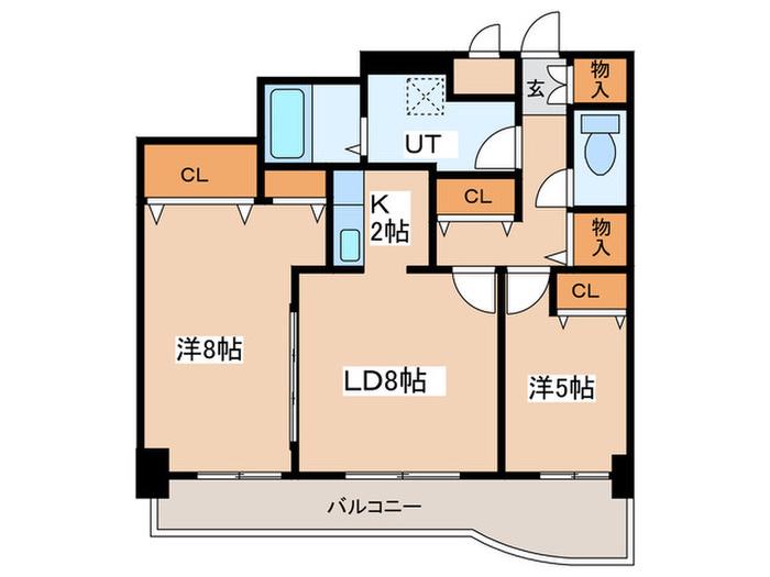 KWビル壱番館(2LDK/7階)の間取り写真