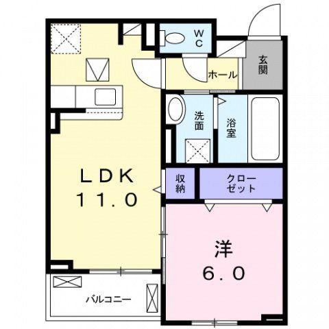 モンブランI(1LDK/1階)の間取り写真