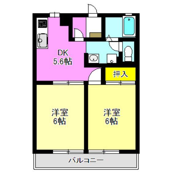 ガーデン中居(2DK/1階)の間取り写真