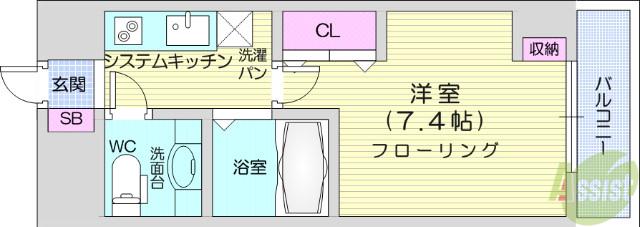 HF愛宕橋レジデンス(1K/10階)の間取り写真