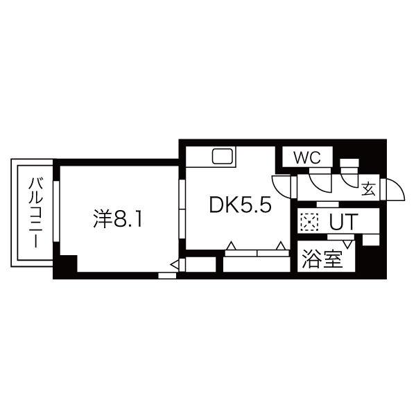 プライムコート栄生(1DK/1階)の間取り写真