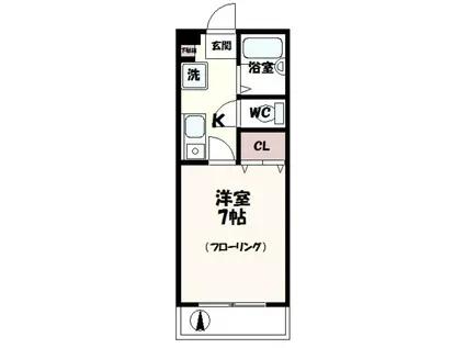 ウエスティン(1K/2階)の間取り写真