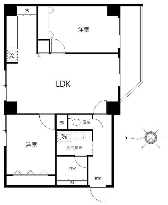 白金グレースマンション(2LDK/4階)の間取り写真