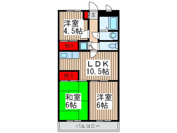 プラザ大橋(3LDK/1階)の間取り写真