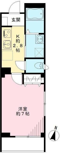 フェリチェ菊川(1K/2階)の間取り写真