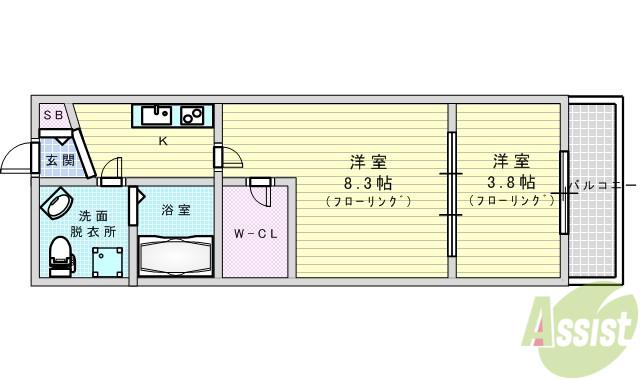 URBAN FLATS江坂(1LDK/8階)の間取り写真
