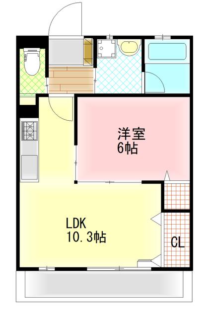 グリーングラス(1LDK/3階)の間取り写真