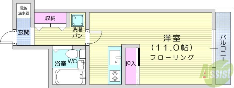 ブライトシティ柏木(ワンルーム/8階)の間取り写真
