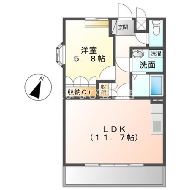 グレイシャスI(1LDK/2階)の間取り写真