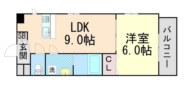 ソレイユ六甲II(1DK/3階)の間取り写真