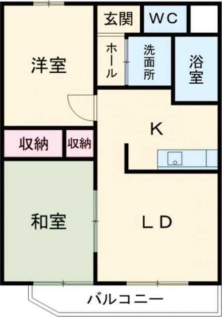 エスポワール(2LDK/1階)の間取り写真
