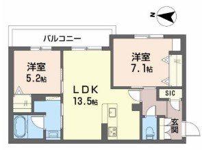 LUMITOILE 久宝寺(2LDK/3階)の間取り写真