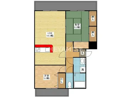 イーストコート尾上(2LDK/2階)の間取り写真