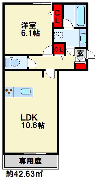 NEST PIECE 原町(1LDK/2階)の間取り写真