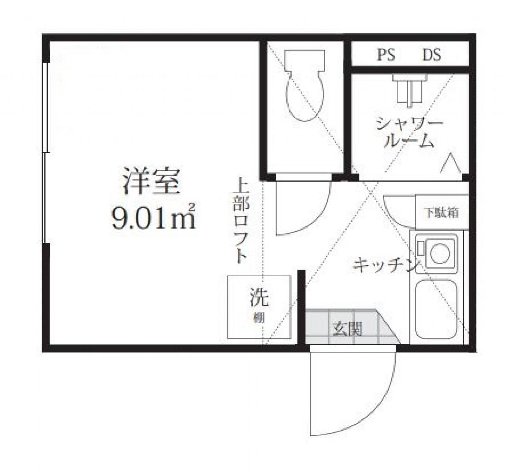 ロンジェスマン三宿(ワンルーム/1階)の間取り写真