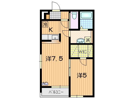 BELLCHERRYC(1LDK/2階)の間取り写真