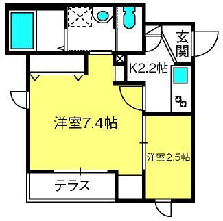 タウゼント与野本町(2K/1階)の間取り写真