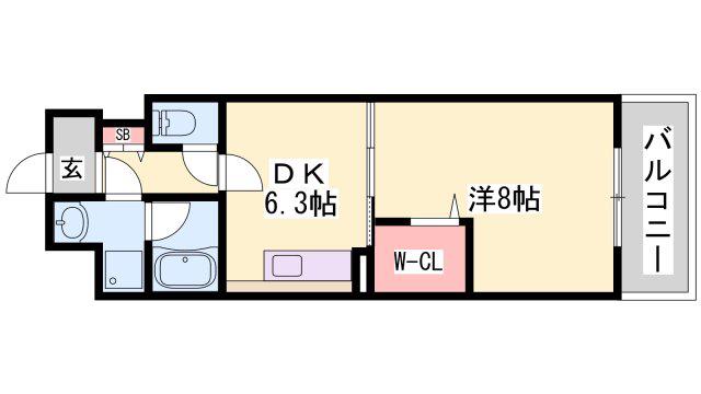 サンライズ北条(1DK/2階)の間取り写真