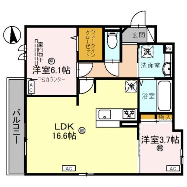 スペチアーレ堺東(2LDK/2階)の間取り写真
