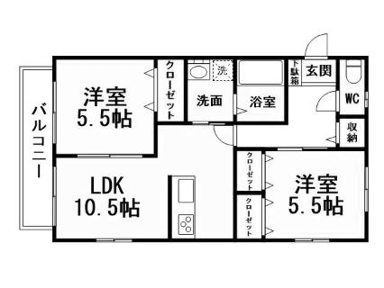 SPRINGHILLTOP(2LDK/1階)の間取り写真