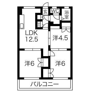 プリミエール平和ヶ丘(3LDK/2階)の間取り写真