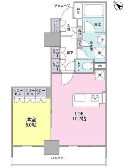 LASANTE五反田(1LDK/6階)の間取り写真