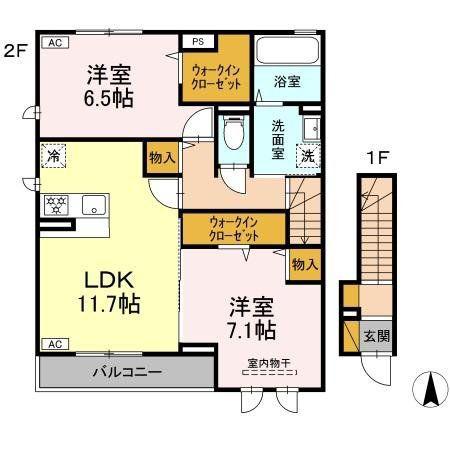 リンカーン源(2LDK/2階)の間取り写真