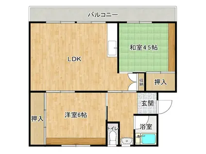 みどりコーポラス金城 2号棟(2LDK/1階)の間取り写真