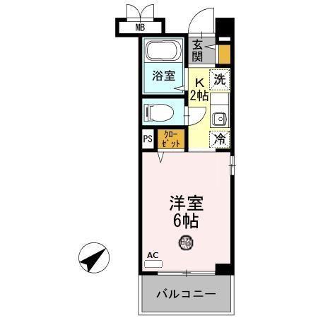 クレール加茂(ワンルーム/4階)の間取り写真