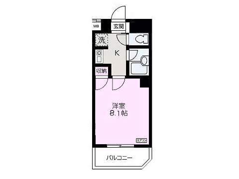 ルシールふじみ野(1K/3階)の間取り写真