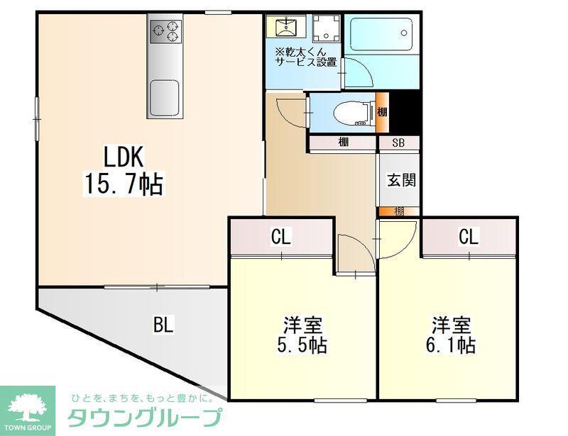 フォルモサ高砂(2LDK/4階)の間取り写真