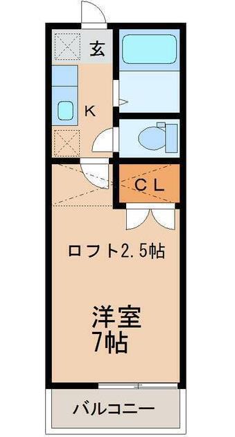 フリーダムヒル白鳥D棟(1K/1階)の間取り写真