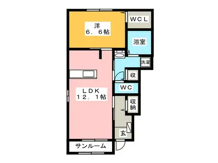 FEIERN(1LDK/1階)の間取り写真