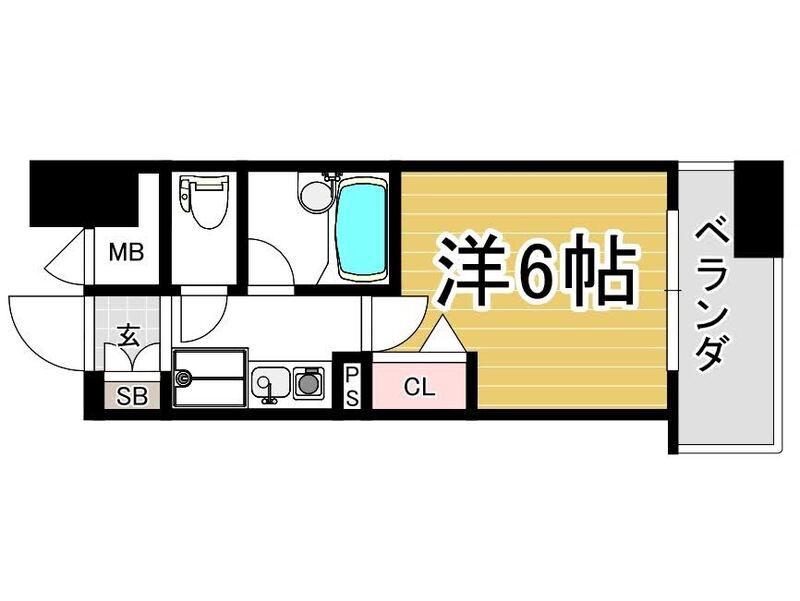 エスリード同心第2(1K/2階)の間取り写真